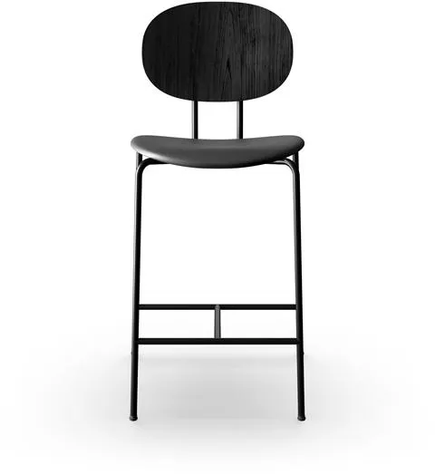 Sibast Furniture Piet Hein Taburete de Bar Negro en Roble Negro y Cuero Negro