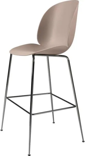 GUBI Beetle Taburete de Bar H75 Base Cónica Cromo Negro/Sweet Pink