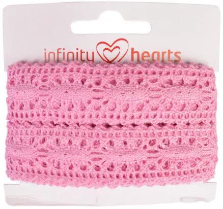 Cinta de Encaje Infinity Hearts Poliéster 25mm 09 Rosa - 5m
