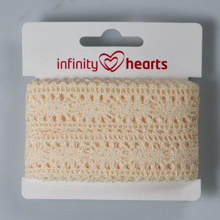 Cinta de Encaje Infinity Hearts Poliéster 25mm 2 Ecru - 5m