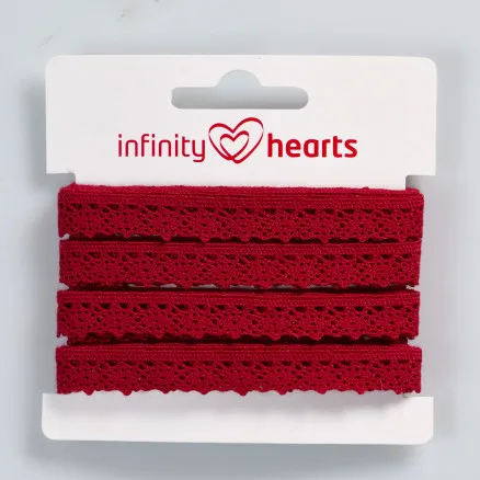 Cinta de Encaje Infinity Hearts Poliéster 11mm 10 Rojo Vino - 5m