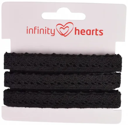 Cinta de encaje Infinity Hearts Poliéster 11mm 11 Negro - 5m