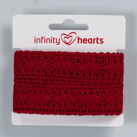 Cinta de encaje Infinity Hearts Poliéster 25mm 10 Rojo vino - 5m