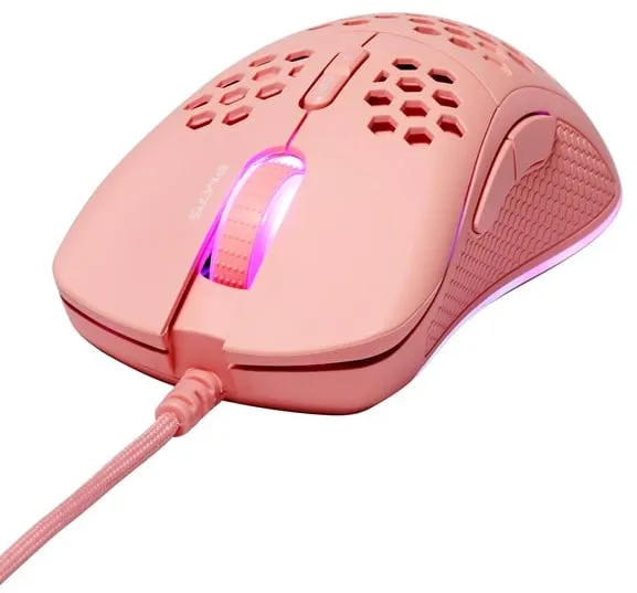 Deltaco PM75 Ultralight - Ratón para juegos - 7 botones - Rosa