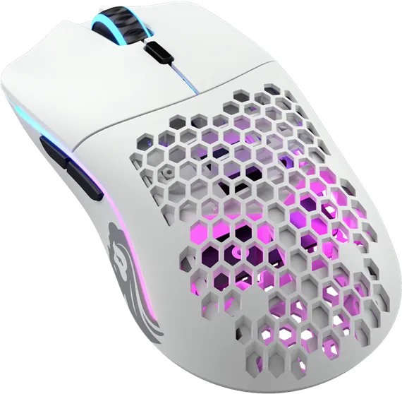 Glorious Model O Wireless - Blanco Mate - Ratón para juegos - Óptico - 6 botones - Blanco con iluminación RGB-LED
