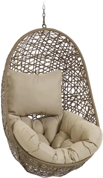 Florina, Silla colgante de exterior, natural, ratán