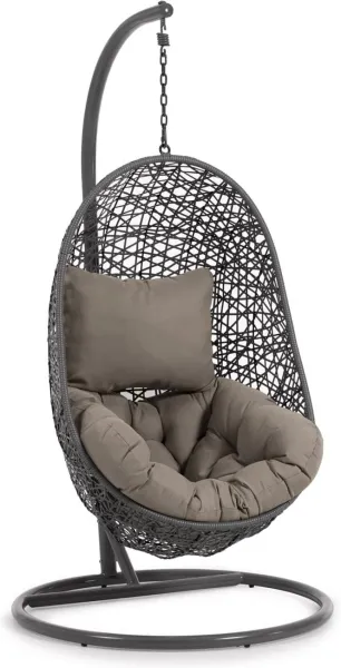 Florina, Silla colgante de exterior, gris, ratán