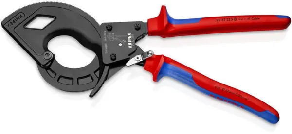 Knipex cortador de cables (principio de trinquete, 3 velocidades) negro atramentado, con mango de componentes múltiples 320 mm