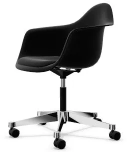 Vitra Eames Plastic PACC Silla de oficina con asiento acolchado y base giratoria Negro/Negro profundo