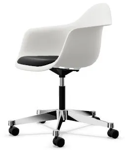 Vitra Eames Plastic PACC Silla de oficina con asiento acolchado y base giratoria Negro/Blanco
