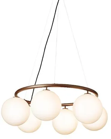 Nuura Miira 6 Circular Lámpara de Araña Bronce Oscuro/Opal Blanco
