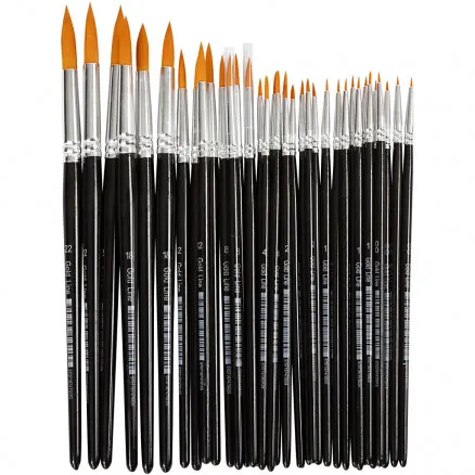 Pinceles Gold Line, L: 17-21,5 cm, A: 1-7 mm, redondo, 36 uds./1 paquete.