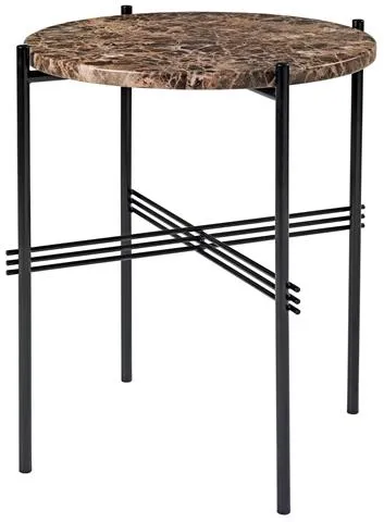 GUBI TS Mesa Auxiliar Redonda Ø40 Negro/Mármol Emperador Marrón