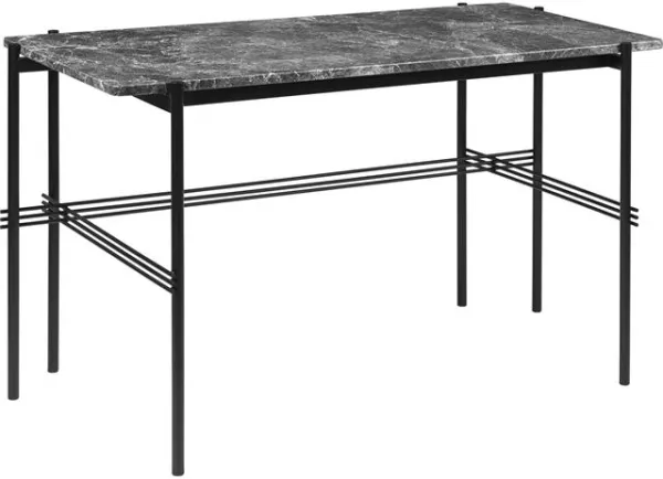 GUBI TS Escritorio 120 x 60 cm con base negra y tapa de mármol Gris Emperador