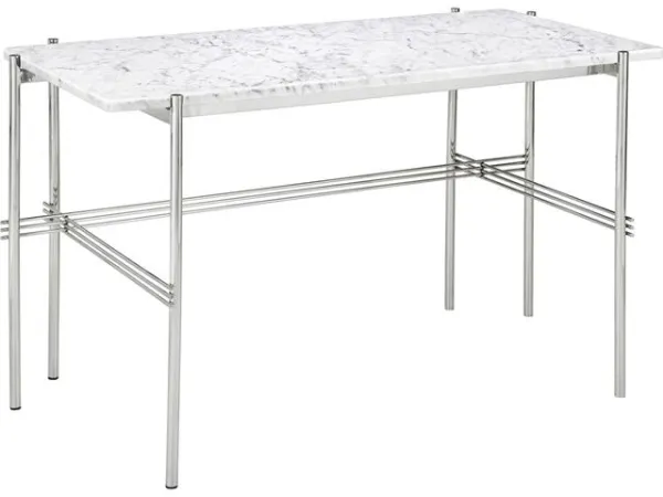 GUBI TS Escritorio 120x60 Acero Pulido/Mármol Blanco Carrara