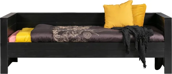 Dennis, Sofá cama, negro, H73x101x219 cm, pino