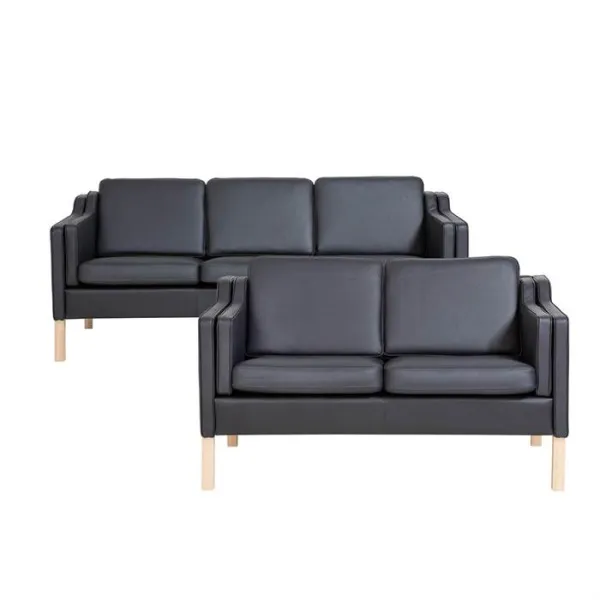 Conjunto de sofás Boston 2 + 3 pers. - Cuero negro