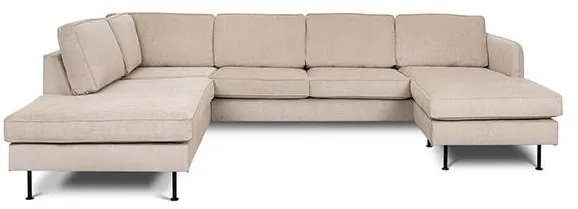Sofá Læsø con chaise longue y extremo abierto - 288 x 210 cm - terciopelo beige