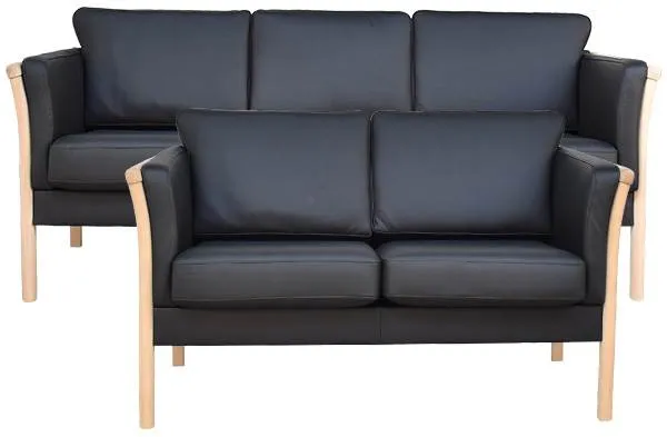 Conjunto de sofás Lene Lux 3+2 pers. - Cuero negro - Varias variantes