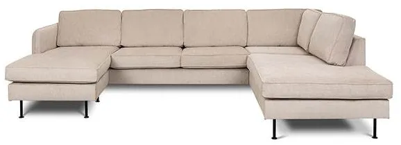 Sofá Læsø con chaise longue y open-end - 288 x 210 cm - terciopelo beige - orientado a la izquierda