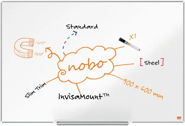 Nobo Impression Pro pizarra de acero 90x60cm blanca
